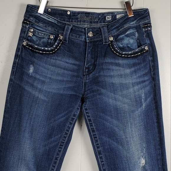 Miss Me easy boot cut JE5087E6R rhinestone embroidered bling jeans size 30 - Picture 10 of 16